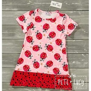 Pete & Lucy Ladybug Daisy Girl Dress‎ 5 NWT